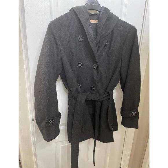Paris Blues Y2K dark charcoal gray coat wool blend peacoat sz 1x - Picture 1 of 9